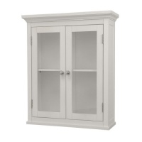 Elegant Home Fashions Madison Avenue Collection Shelved Wall Cabinet with Glass-Paneled Doors, White Elegant Home Fashions Madison Avenue Collection Shelved Wall Cabinet with Glass-Paneled Doors, White