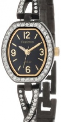 Armitron Women's 75/4039BKTI Swarovski Crystal Accented Black Ion-Plated Criss Cross Bangle Watch Armitron Women's 75/4039BKTI Swarovski Crystal Accented Black Ion-Plated Criss Cross Bangle Watch