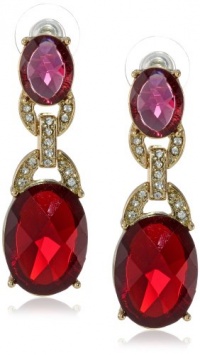 Anne Klein Estate Gold-Tone, Ruby Red and Pave Double Drop Earrings Anne Klein Estate Gold-Tone, Ruby Red and Pave Double Drop Earrings
