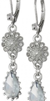Betsey Johnson Stone & Pearl Crystal Teardrop and Flower Double Drop Earrings Betsey Johnson Stone & Pearl Crystal Teardrop and Flower Double Drop Earrings
