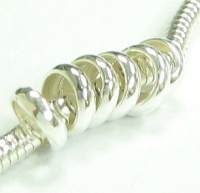 10 Sterling Silver Ring Spacer Beads Compatible With 3mm Snake European Story Charm Chain Cable Bracelets