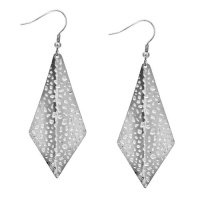 Inox Women's Obtuse Conical Dangling Earrings with projected crater design