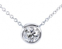 Silver Solitaire Pendant Necklace - Round Bezel Set 6mm Cubic Zirconia 925 Silver 16 - 17 chain Silver Solitaire Pendant Necklace - Round Bezel Set 6mm Cubic Zirconia 925 Silver 16 - 17 chain