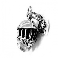 Silver Pendant...Star Knights .925 Sterling Silver Knight Helmet Pendant with Logo for Men and Women