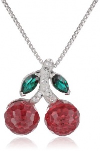 Carnevale Sterling Silver Red Cherries with Swarovski Elements Pendant Necklace, 18