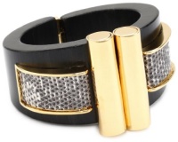 KARA by Kara Ross Resin Deco, Ebony Resin and Gold with Ring Lizard Cuff Bracelet KARA by Kara Ross Resin Deco, Ebony Resin and Gold with Ring Lizard Cuff Bracelet
