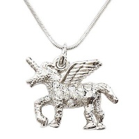 Adorable 1 Silver Tone Unicorn Charm Pendant Necklace with Clear Embellished Crystals Adorable 1 Silver Tone Unicorn Charm Pendant Necklace with Clear Embellished Crystals