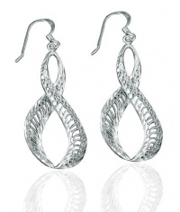 CleverEve Designer Series Diamond Textured Infinity .925 Sterling Silver Dangle Earrings - French Wire 40.00 x 19.00mm CleverEve Designer Series Diamond Textured Infinity .925 Sterling Silver Dangle Earrings - French Wire 40.00 x 19.00mm