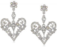 Betsey Johnson Stone & Pearl Crystal Heart Drop Earrings Betsey Johnson Stone & Pearl Crystal Heart Drop Earrings