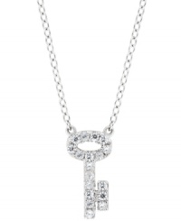 The key to your new look. This cubic zirconia (1/3 ct. t.w.) pendant is crafted in sterling silver finished in platinum, by CRISLU. Approximate length: 16 inches with 2 inch extender. Approximate drop: 1/4 inch. The key to your new look. This cubic zirconia (1/3 ct. t.w.) pendant is crafted in sterling silver finished in platinum, by CRISLU. Approximate length: 16 inches with 2 inch extender. Approximate drop: 1/4 inch.
