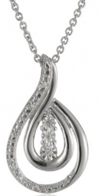 Sterling Silver Diamond Accent Drop Twist Pendant Necklace (.02 cttw, I-J Color, I2-I3 Clarity), 18 Sterling Silver Diamond Accent Drop Twist Pendant Necklace (.02 cttw, I-J Color, I2-I3 Clarity), 18