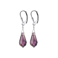 Sterling Silver Teardrop Amethyst Crystal Earrings Made with Swarovski Elements Sterling Silver Teardrop Amethyst Crystal Earrings Made with Swarovski Elements