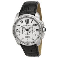 Cartier Calibre de Cartier Silver Dial Black Leather Automatic Mens Watch W7100046 Cartier Calibre de Cartier Silver Dial Black Leather Automatic Mens Watch W7100046