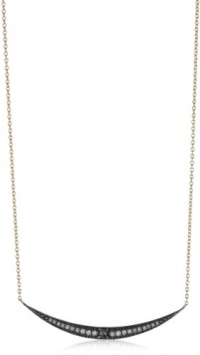 Mizuki 14k Horizontal Diamond Crescent Blackened Necklace On Chain, 16.25