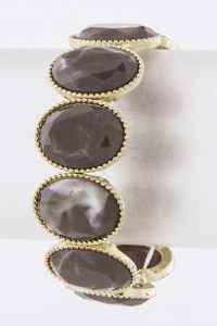 JACOBS & McCARTNEY OVAL STONE STACKED BRACELET (Brown) JACOBS & McCARTNEY OVAL STONE STACKED BRACELET (Brown)