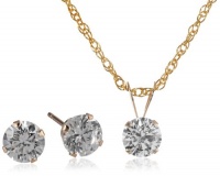 10k Gold Swarovski Pendant Necklace and Earrings Jewelry Set 10k Gold Swarovski Pendant Necklace and Earrings Jewelry Set