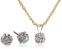 10k Gold Swarovski Pendant Necklace and Earrings Jewelry Set