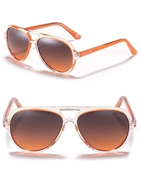 MICHAEL Michael Kors keeps it cool with retro-inspired aviators featuring clear colorblocked frames. MICHAEL Michael Kors keeps it cool with retro-inspired aviators featuring clear colorblocked frames.