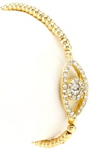 Fashion Jewelry - Rhinestone Paved Evil Eye Bracelet- By Fashion Destination | Free Shipping (Gold) Fashion Jewelry - Rhinestone Paved Evil Eye Bracelet- By Fashion Destination | Free Shipping (Gold)