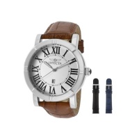 Invicta Men's 13970 Specialty Watch Set Silver Dial Brown Leather Watch with 2 Additional Straps Invicta Men's 13970 Specialty Watch Set Silver Dial Brown Leather Watch with 2 Additional Straps