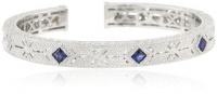 Judith Ripka Estate Estate with Three Small Stones Blue Sapphire Cuff Bracelet Judith Ripka Estate Estate with Three Small Stones Blue Sapphire Cuff Bracelet