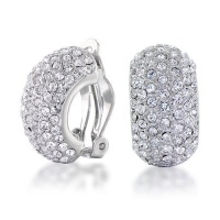 Bling Jewelry CZ 7 Row Half Hoop Huggie Clip On Earrings Bling Jewelry CZ 7 Row Half Hoop Huggie Clip On Earrings