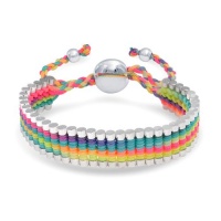 Bling Jewelry Silver Plated Linked Bars Neon Tie Dye Rainbow Friendship Bracelet Bling Jewelry Silver Plated Linked Bars Neon Tie Dye Rainbow Friendship Bracelet