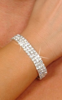 Bridal Rhinestone Stretch Bracelet 3-row Silver Tone - Ideal for Wedding, Prom, Party or Pageant Bridal Rhinestone Stretch Bracelet 3-row Silver Tone - Ideal for Wedding, Prom, Party or Pageant