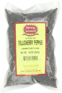 Spicy World Peppercorn (Whole)-Black Tellicherry, 16 Oz. bag Spicy World Peppercorn (Whole)-Black Tellicherry, 16 Oz. bag