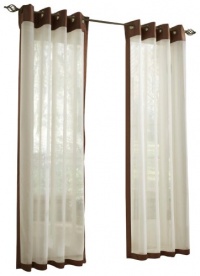 Stylemaster Soho 55 by 95-Inch Sheer Grommet Panel with Faux Silk Border, Espresso Stylemaster Soho 55 by 95-Inch Sheer Grommet Panel with Faux Silk Border, Espresso