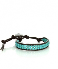 Trendy and Chic New Turquoise Two Layers Beads 1x Wrap Genuine Leather Bracelet, Beautiful for Everydaywear--Includes Gift Box, Makes a Great Gift, Trendy and Chic New Turquoise Two Layers Beads 1x Wrap Genuine Leather Bracelet, Beautiful for Everydaywear--Includes Gift Box, Makes a Great Gift,