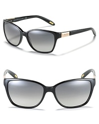 Sleek wayfarer sunglasses with metal logo detail at temples, a chic look from Ralph by Ralph Lauren. Sleek wayfarer sunglasses with metal logo detail at temples, a chic look from Ralph by Ralph Lauren.