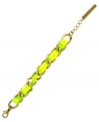 A bright idea. BCBGeneration gives its chain link bracelet, crafted from gold-tone mixed metal, a luminous touch with the addition of an intertwined neon yellow cord. Approximate length: 8 inches. A bright idea. BCBGeneration gives its chain link bracelet, crafted from gold-tone mixed metal, a luminous touch with the addition of an intertwined neon yellow cord. Approximate length: 8 inches.