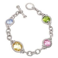 Judith Ripka Multi-Stone Fruit Link Bracelet in Sterling Silver Judith Ripka Multi-Stone Fruit Link Bracelet in Sterling Silver