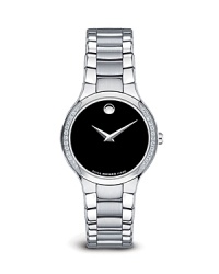 Stainless steel frames a black Museum® dial with signature dot at 12. Features a scratch-resistant sapphire crystal. Stainless steel frames a black Museum® dial with signature dot at 12. Features a scratch-resistant sapphire crystal.
