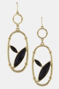 TRENDY FASHION OVAL CUT OUT JEWEL ACCENTED EARRINGS BY FASHION DESTINATION | (Black) TRENDY FASHION OVAL CUT OUT JEWEL ACCENTED EARRINGS BY FASHION DESTINATION | (Black)