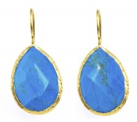 18KT Gold Vermeil Large Turquoise Teardrop Earrings 925 Sterling Silver Bezel Set Gemstone Drops, Kyle Richards 18KT Gold Vermeil Large Turquoise Teardrop Earrings 925 Sterling Silver Bezel Set Gemstone Drops, Kyle Richards