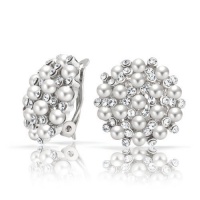 Bling Jewelry Vintage Style Crystal White South Sea Shell Pearl Clip On Earrings Bling Jewelry Vintage Style Crystal White South Sea Shell Pearl Clip On Earrings
