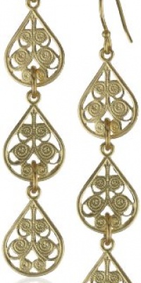 Privileged NYC Gold plated Filigree Triple Fan Dangle Earrings 2 Privileged NYC Gold plated Filigree Triple Fan Dangle Earrings 2