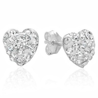 Sterling Silver Crystal Heart Stud Earrings Sterling Silver Crystal Heart Stud Earrings