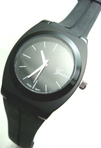 Geneva All Black Matte Circle Dial Silicone Band Large Face Watch Geneva All Black Matte Circle Dial Silicone Band Large Face Watch