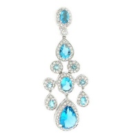 Very Chic Chandelier Pendant w/Aqua Blue & White CZs Very Chic Chandelier Pendant w/Aqua Blue & White CZs