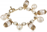 Carolee Pearl Tone Charm Bracelet, 7.5 Carolee Pearl Tone Charm Bracelet, 7.5