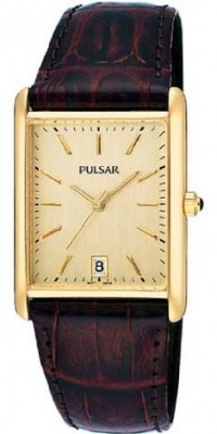 Pulsar Men's PXDA84 Gold-Tone Stainless Steel Brown Leather Strap Pulsar Men's PXDA84 Gold-Tone Stainless Steel Brown Leather Strap