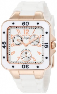 Invicta Women's 1304 Angel Collection Multi-Function Rose Gold Plated White Rubber Watch Invicta Women's 1304 Angel Collection Multi-Function Rose Gold Plated White Rubber Watch