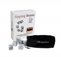 Sipping Stones Personal Set - Set of 6 Grey Whisky Chilling Rocks in Gift Box with Muslin Carrying Pouch - Made of 100% Pure Soapstone Sipping Stones Personal Set - Set of 6 Grey Whisky Chilling Rocks in Gift Box with Muslin Carrying Pouch - Made of 100% Pure Soapstone