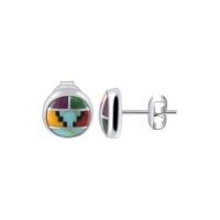 AAES003 6mm Round Turquoise coral Sterling Silver Stud Earrings AAES003 6mm Round Turquoise coral Sterling Silver Stud Earrings