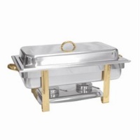 Winware 8 Quart Stainless Steel Gold Accented Chafer Winware 8 Quart Stainless Steel Gold Accented Chafer