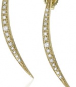 Mizuki Vertical Diamond Crescent Charm on 14k Gold Post Earrings