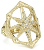 Mizuki 14k Gold and Diamond Outlined Web Starburst Ring